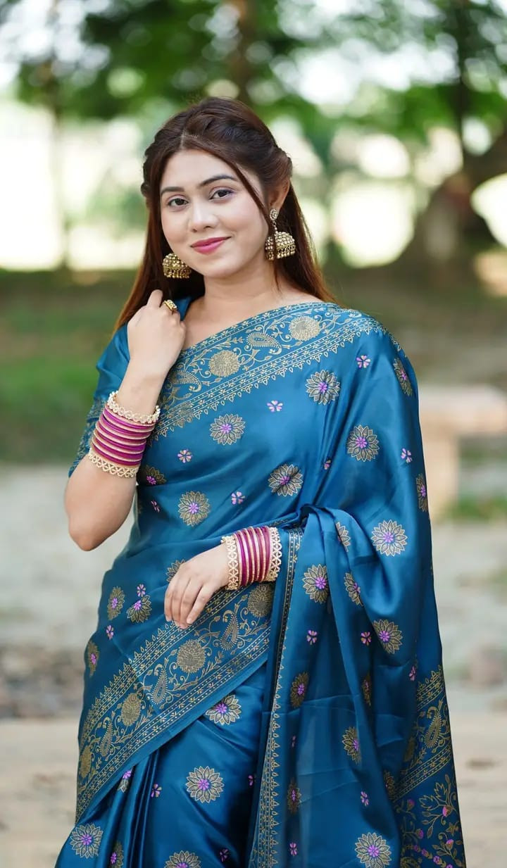 Japani Silk Skin Print Sharee with Blouse Piece