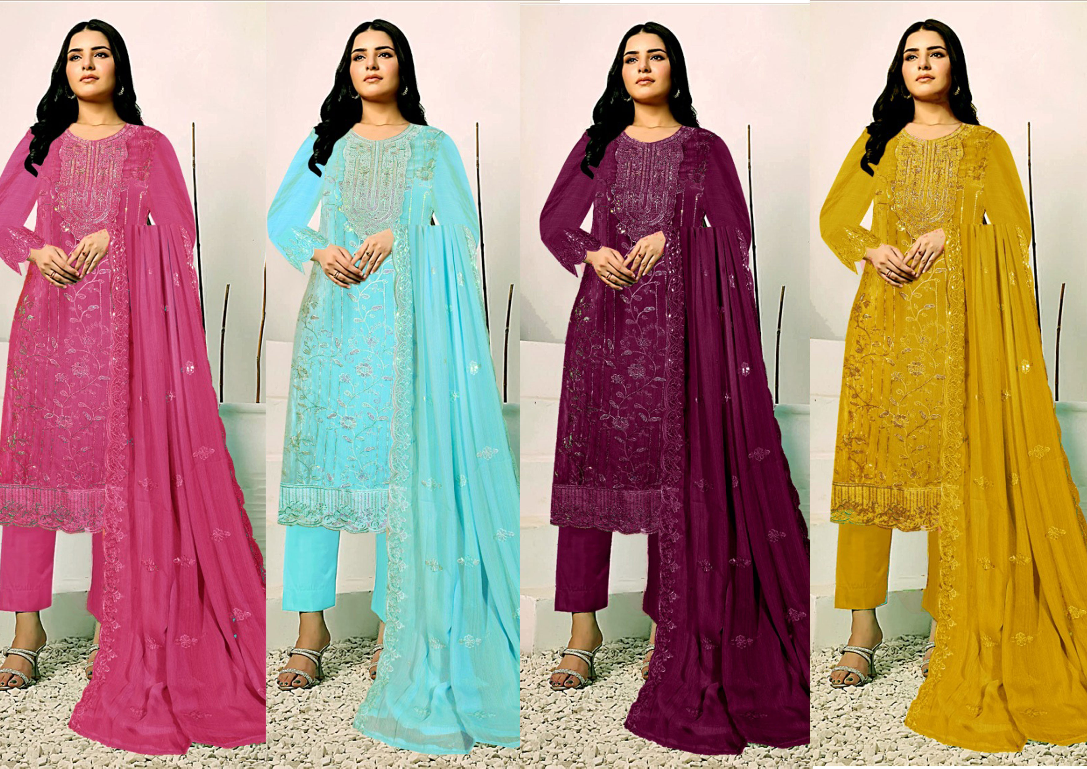 Exclusive Embroidered Cotton Three-Piece
