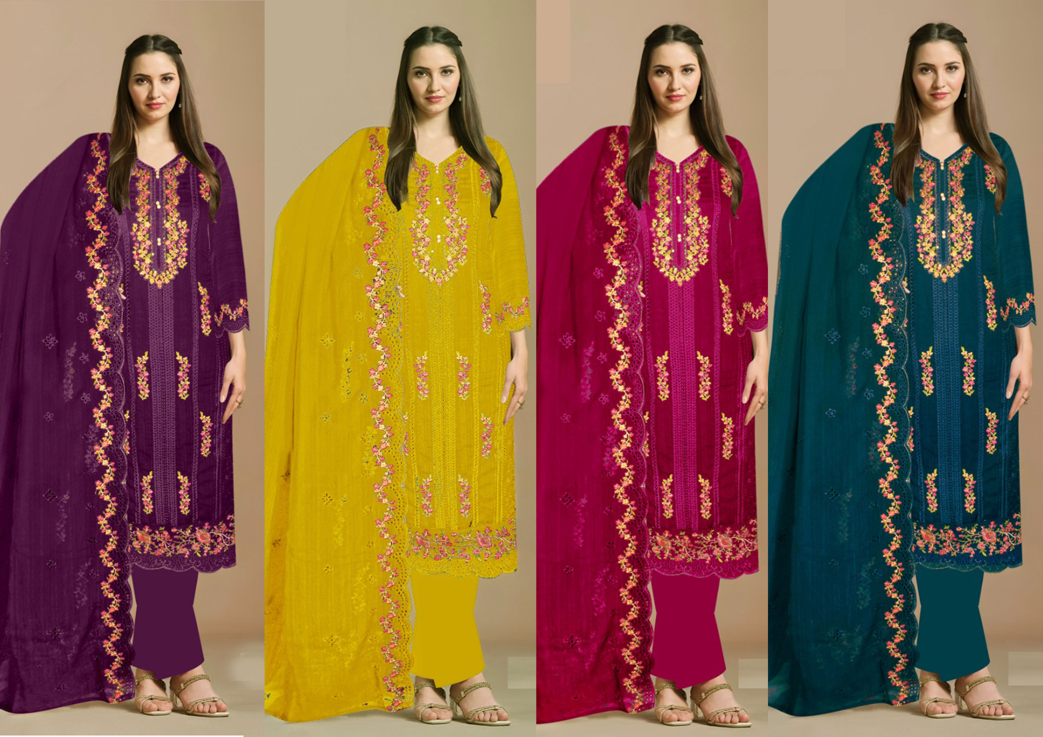 Exclusive Embroidered Cotton Three-Piece